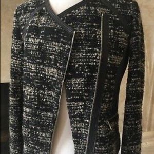 Rebecca Taylor Boucle Leather Trim Jacket Sz 4
